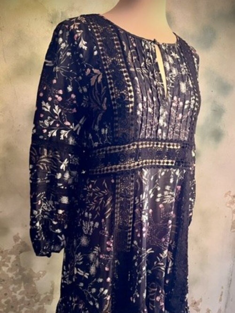 Anthropologie Moulinette Soeurs Size 2 Floral Dragonfly Boho Dress
